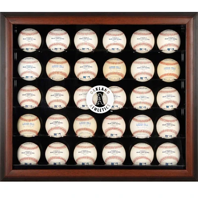 Oakland Athletics Logo Brown Framed 30-Ball Display Case