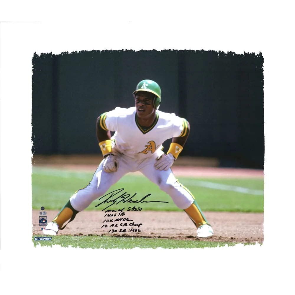 Lids Rickey Henderson Oakland Athletics Fanatics Authentic Autographed 20  x 24 Canvas with Multiple Inscriptions