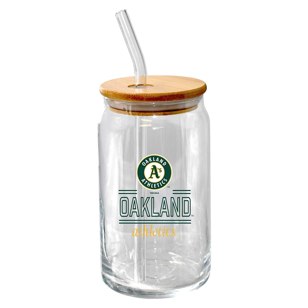 The Memory Company Oakland Athletics 16oz. Classic Crew Beer Glass with Bamboo Lid