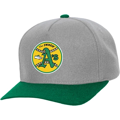 Casquette ajustable unisexe Mitchell & Ness grise Oakland Athletics Basic Coop Pro
