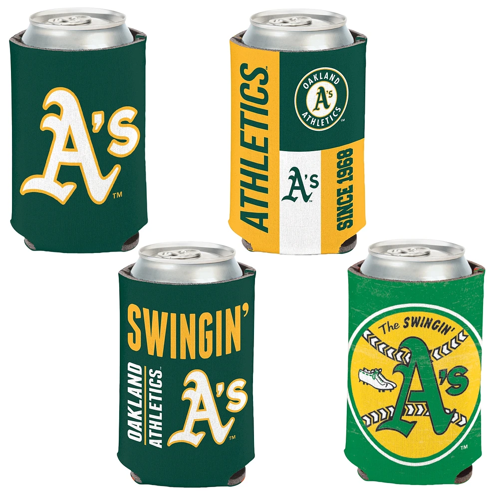 WinCraft Oakland Athletics, paquet de 4, 12 oz. Ensemble refroidisseur de canettes