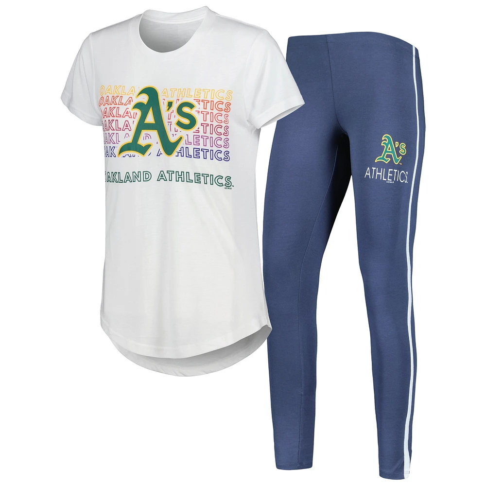 Women's Concepts Sport Charcoal/White Oakland Athletics Sonata T-Shirt & Leggings Sleep Set