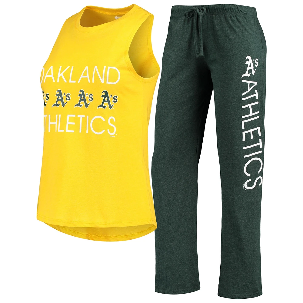 Ensemble de nuit pour femme Concepts Sport Green/Gold Oakland Athletics Meter Muscle Tank Top & Pants