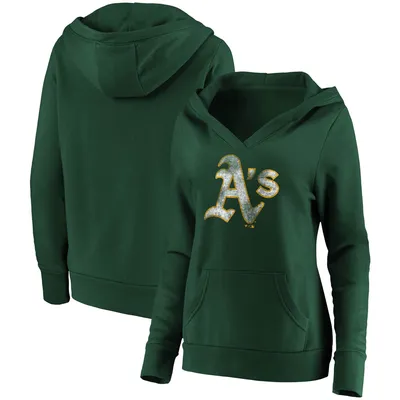 Oakland Athletics Fanatics Branded Women's Core Team Crossover V-Neck Pullover Hoodie - Green