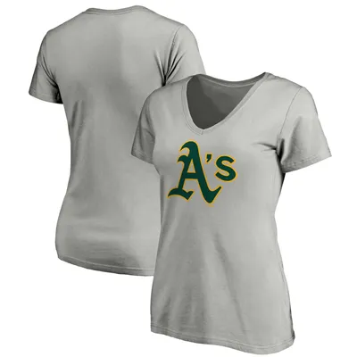 Women's Fanatics Branded Heathered Gray Oakland Athletics Victory Launch  3/4-Sleeve Tri-Blend T-Shirt