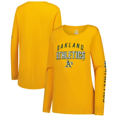 Women's Fanatics  Gold Oakland Athletics Team Long Sleeve T-Shirt