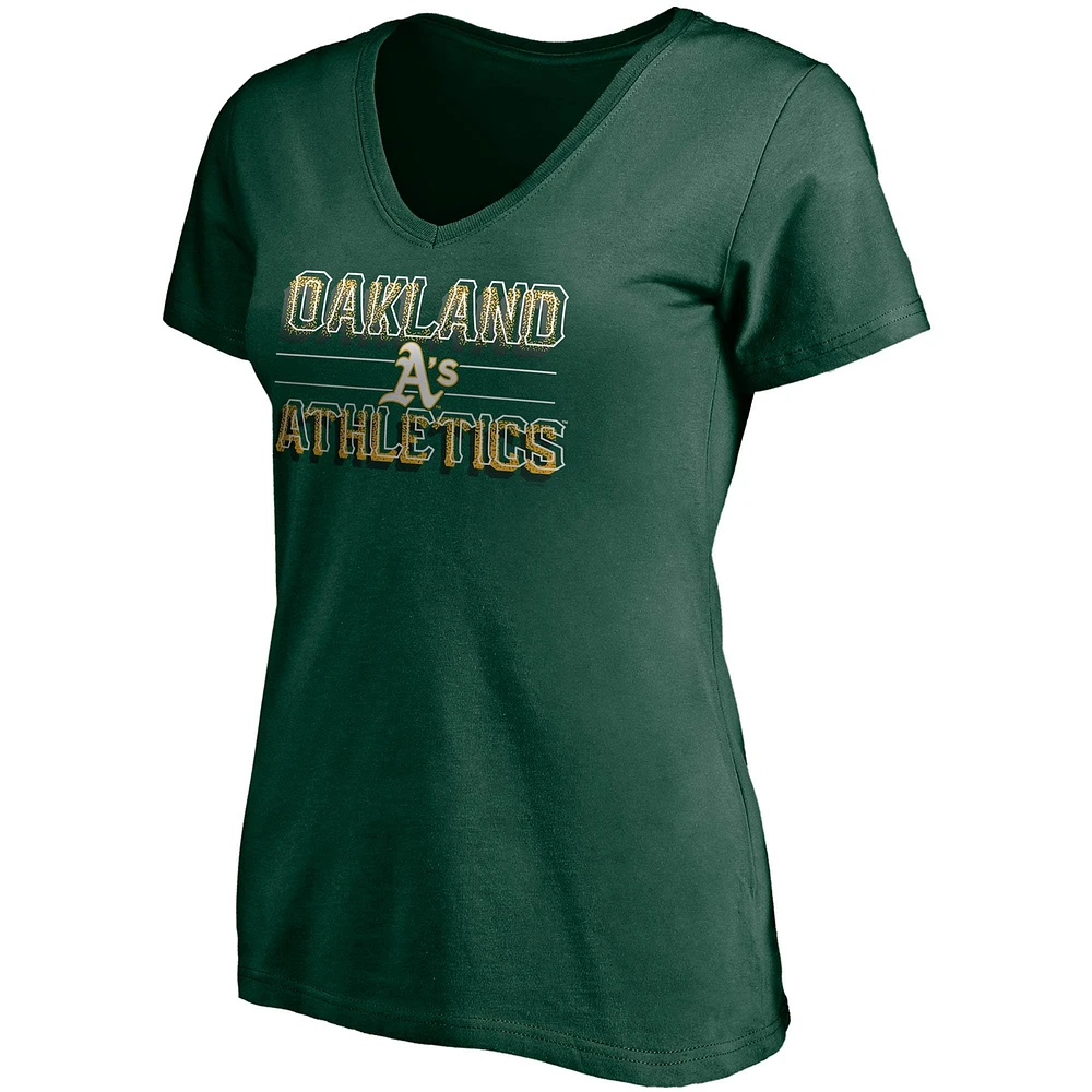 T-shirt col en V vert Oakland Athletics Compulsion to Win pour femmes Fanatics