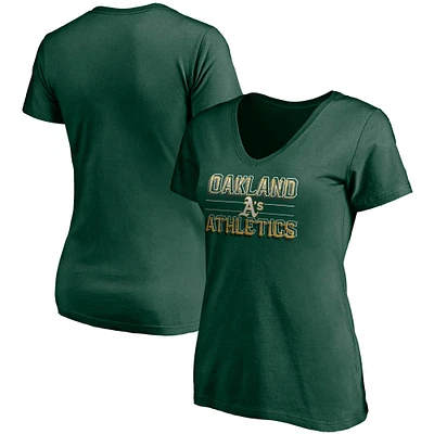 T-shirt col en V vert Oakland Athletics Compulsion to Win pour femmes Fanatics