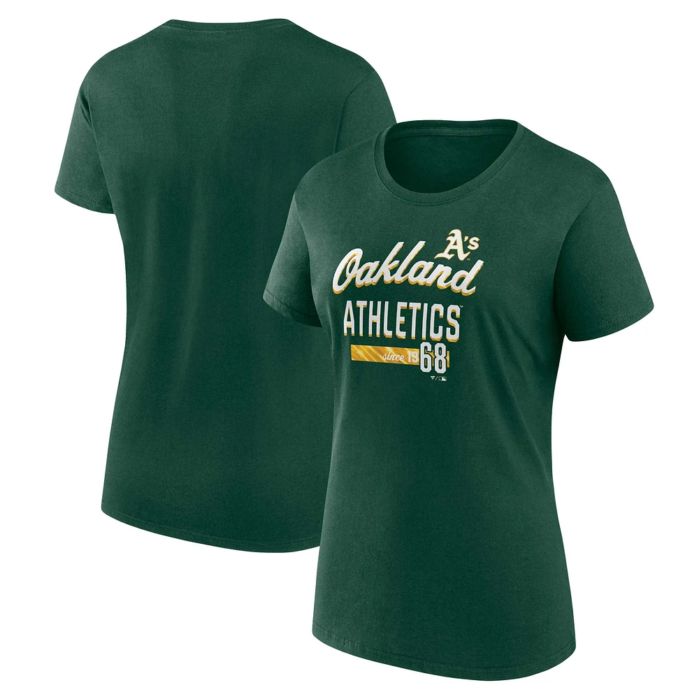 T-shirt ajusté vert avec logo Oakland Athletics Fanatics pour femme