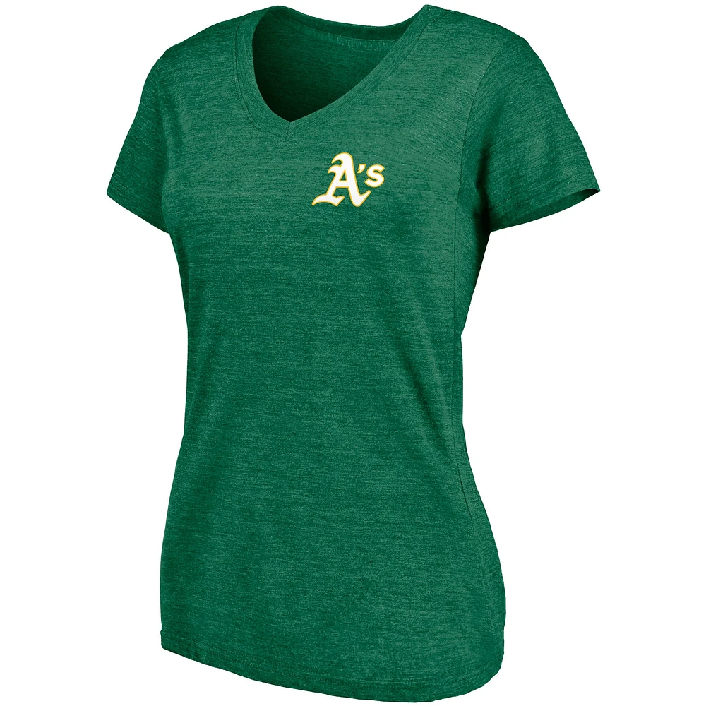 Women's Fanatics Green Oakland Athletics Paisley Hometown Collection Tri-Blend V-Neck T-Shirt