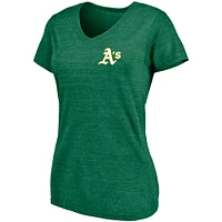 T-shirt col en V tri-blend vert Oakland Athletics Paisley pour femme