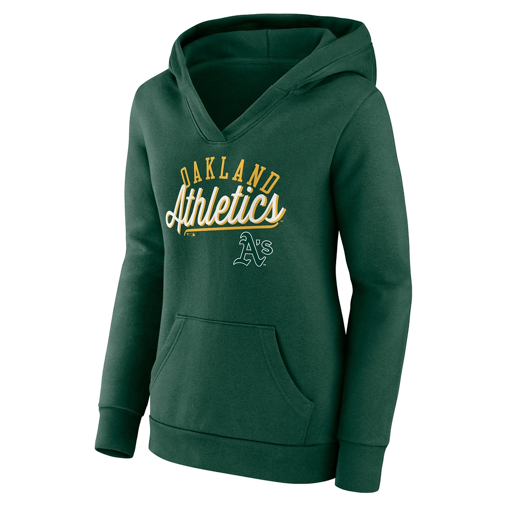 Women's Fanatics Green Oakland Athletics Simplicity Crossover V-Neck Pullover Hoodie