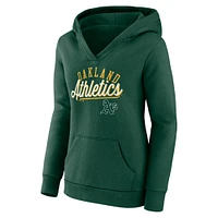 Women's Fanatics Green Oakland Athletics Simplicity Crossover V-Neck Pullover Hoodie