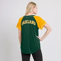 T-shirt col en V raglan Ultimate Style vert fanatiques pour femmes des Oakland Athletics