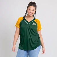 T-shirt col en V raglan Ultimate Style vert fanatiques pour femmes des Oakland Athletics