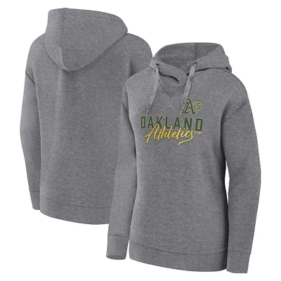 Women's Fanatics Heather Gray Oakland Athletics Script Favorite Lightweight Pullover Hoodie