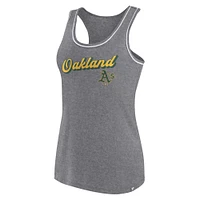 Women's Fanatics Heather Gray Oakland Athletics Wordmark Logo Racerback Tank Top