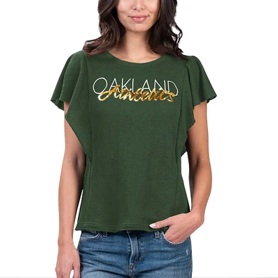 T-shirt vert pour femme G-III 4Her par Carl Banks Oakland Athletics Crowd Wave