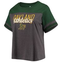 Women's Heathered Charcoal/Green Oakland Athletics Plus Colorblock T-Shirt