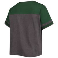 Women's Heathered Charcoal/Green Oakland Athletics Plus Colorblock T-Shirt