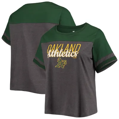 T-shirt colorblock grande taille pour femme, anthracite/vert chiné, Oakland Athletics