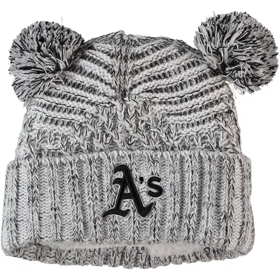 Oakland Athletics New Era Women's Dual Cuffed Knit Hat with Poms - Gray