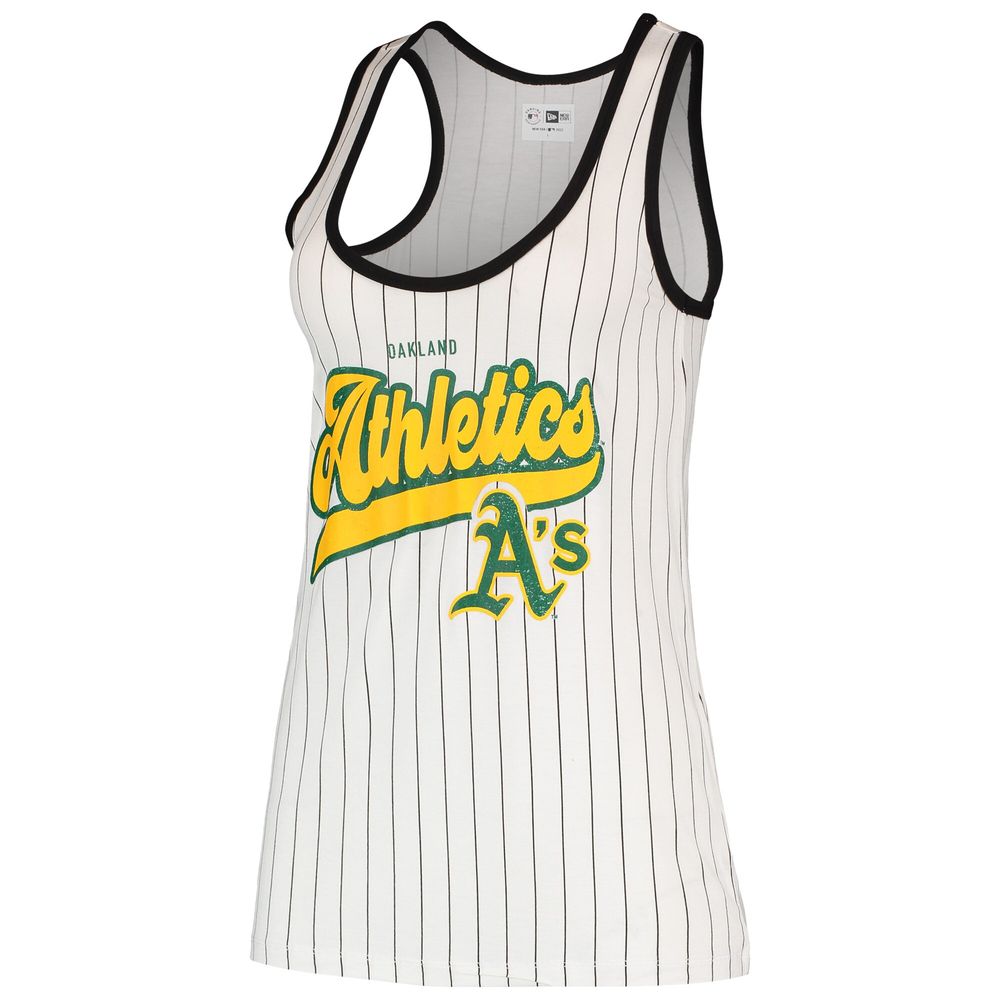 Oakland Athletics New Era Women's Team Pinstripe Jersey Tank Top -  White/Black