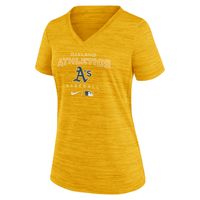 Women's Nike Gold Oakland Athletics Authentic Collection Velocity Performance V-Neck T-Shirt