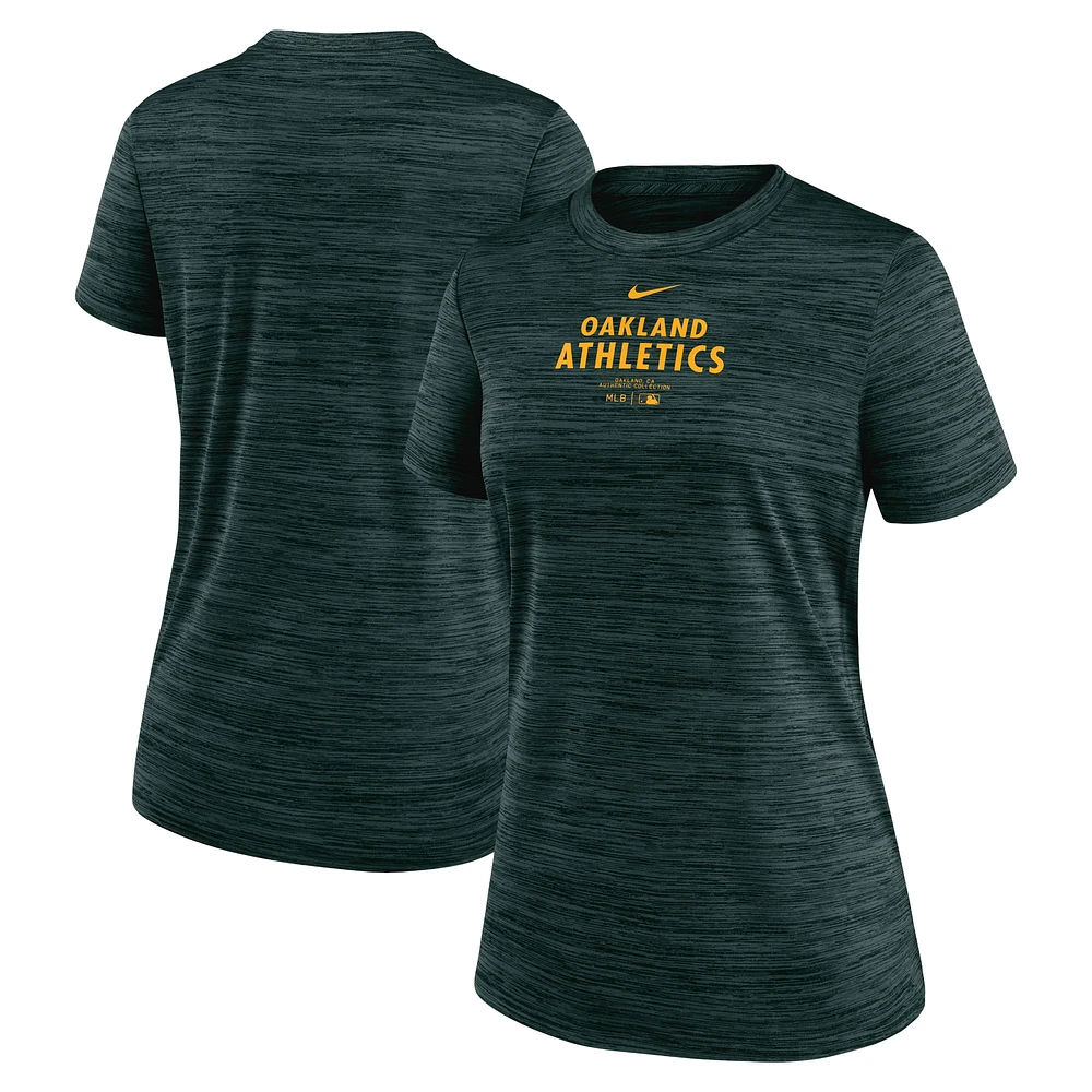 Women's Nike Green Oakland Athletics Authentic Collection Velocity Performance T-Shirt