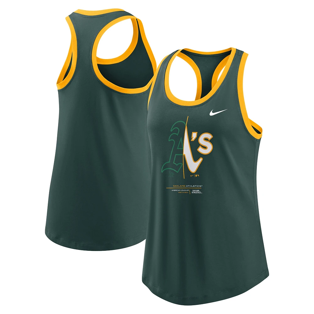 Women's Nike Green Oakland Athletics Tech Tri-Blend Tank Top