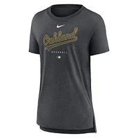 T-shirt Nike Heather Charcoal Oakland Athletics Authentic Collection Early Work pour femme