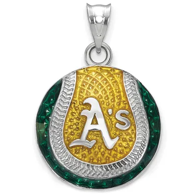 Oakland Athletics Women's Sterling Silver Enameled Baseball Pendant