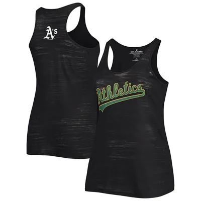 Oakland Athletics Soft as a Grape Women's Plus Swing for the Fences Tri-Blend Racerback Tank Top - Black