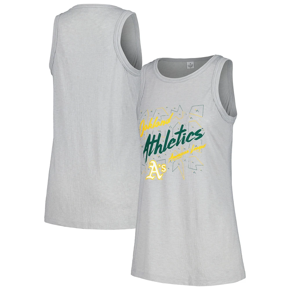 Women's Soft as a Grape Gray Oakland Athletics Gauze High Neck Tank Top