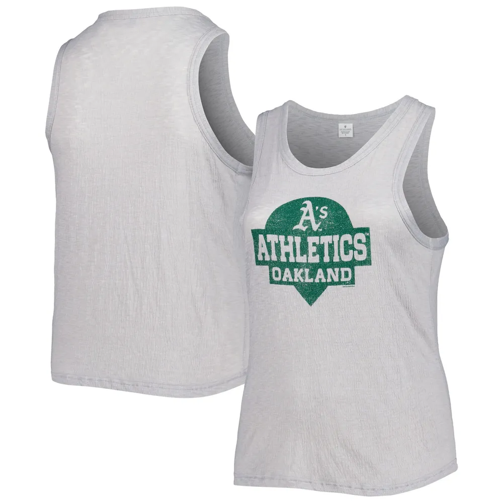 Soft As A Grape Gray Oakland Athletics Plus Size High Neck Tri-Blend Tank Top