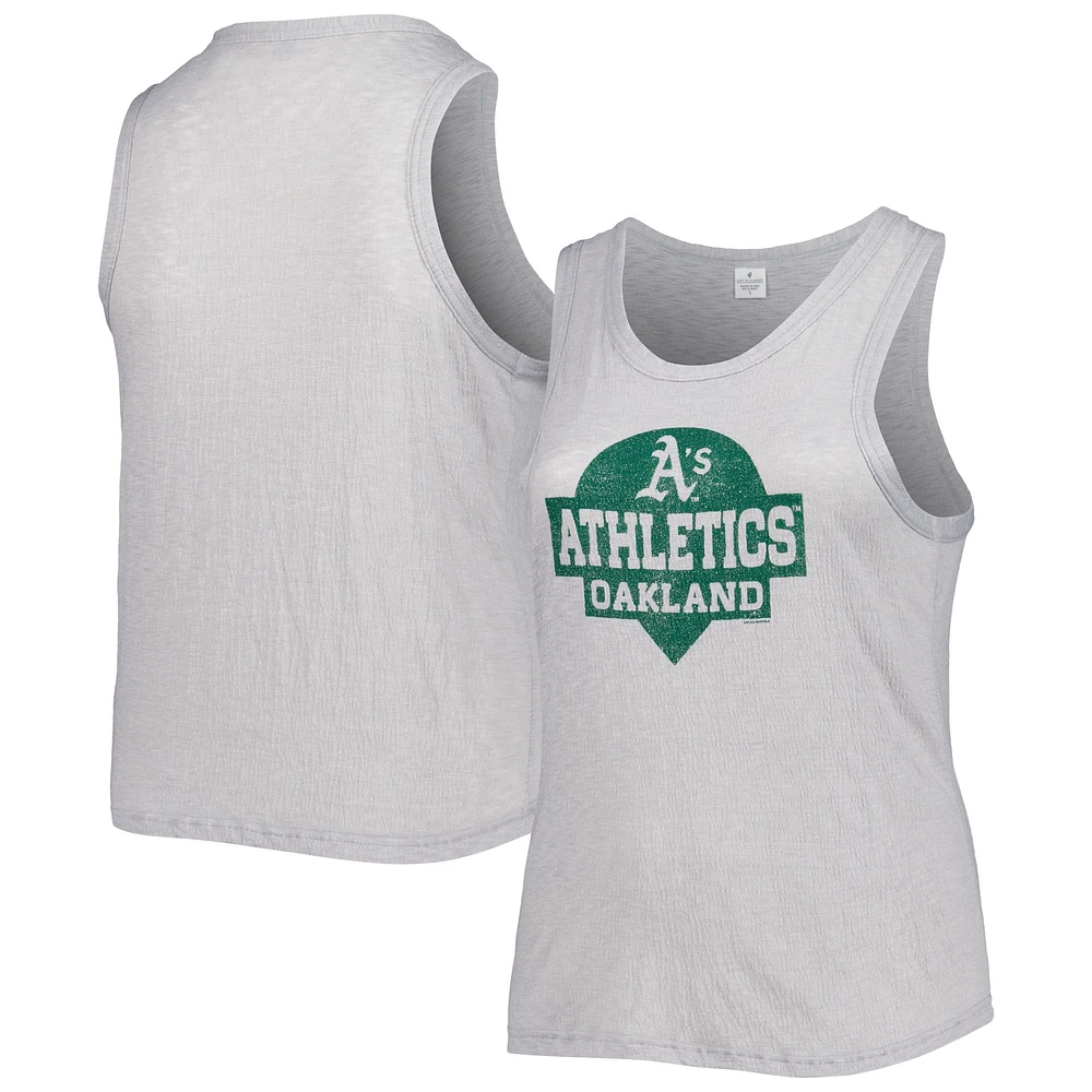 Women's Soft as a Grape Gray Oakland Athletics Plus High Neck Tri-Blend Tank Top