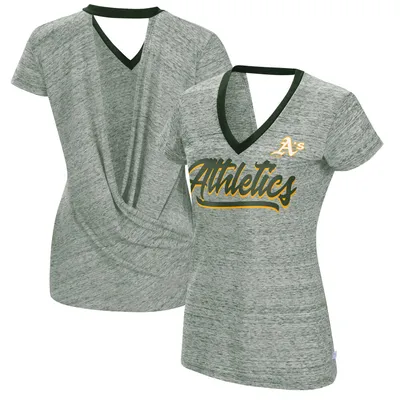 Oakland Athletics Touch Women's Halftime Back Wrap Top V-Neck T-Shirt - Green