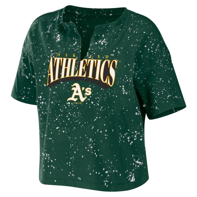 T-shirt vert à col cranté et teinture par nouage WEAR by Erin Andrews pour femme des Oakland Athletics