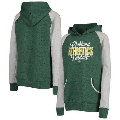 Oakland Athletics Youth Sweet Spot Tri-Blend Raglan Pullover Hoodie - Gray