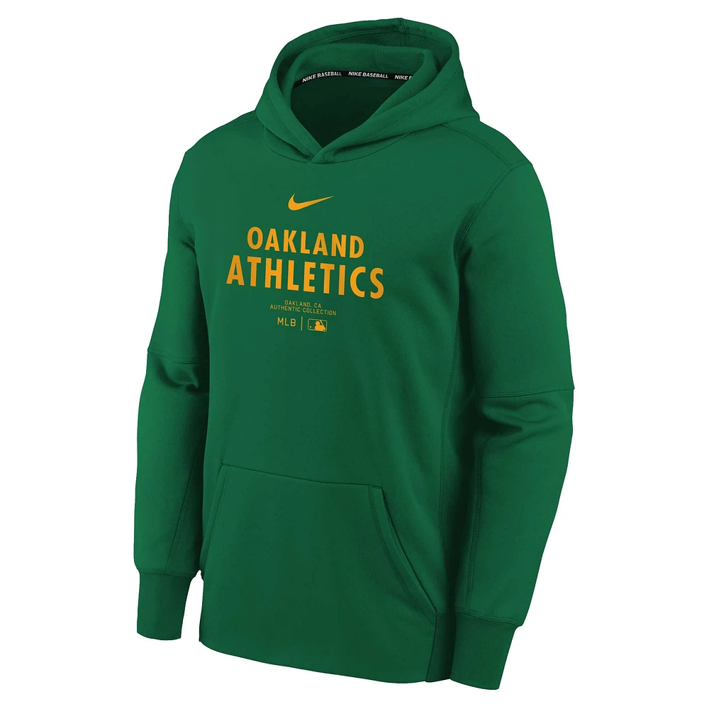 Youth Nike Green Oakland Athletics Authentic Collection Performance Pullover Hoodie