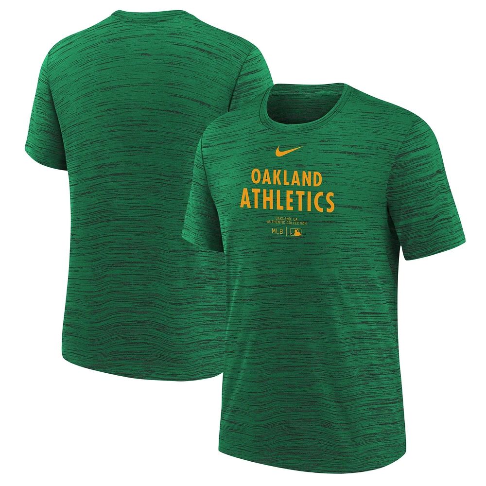 T-shirt d'entraînement de performance Nike vert pour jeunes Oakland Athletics Authentic Collection