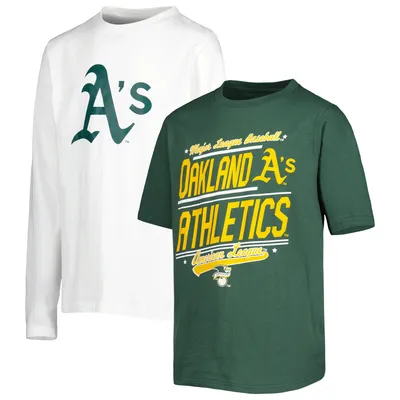 Ensemble de t-shirts combinés vert/blanc pour jeunes Oakland Athletics