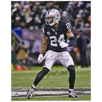 Photographie autographiée de 16" x 20" de Charles Woodson des Oakland Raiders avec l'inscription "HOF 21"