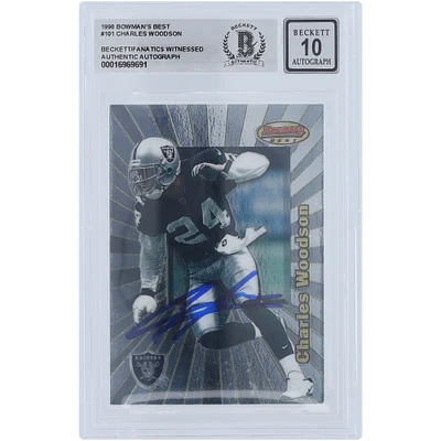 Charles Woodson Oakland Raiders Autographed 1998 Bowman's Best #101 Beckett Fanatics Witnessed Authenticated 10 Rookie Card