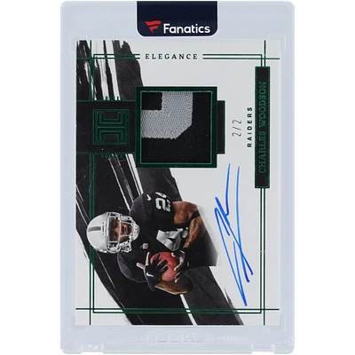 Charles Woodson Oakland Raiders Autographed 2022 Panini Impeccable Emerald Dual-Color Relic #ERA-CWO #2/2 Card
