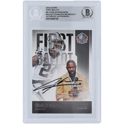 Carte Panini autographiée 2022 #FB-CW Beckett Fanatics Witnessed Authenticated de Charles Woodson Oakland Raiders