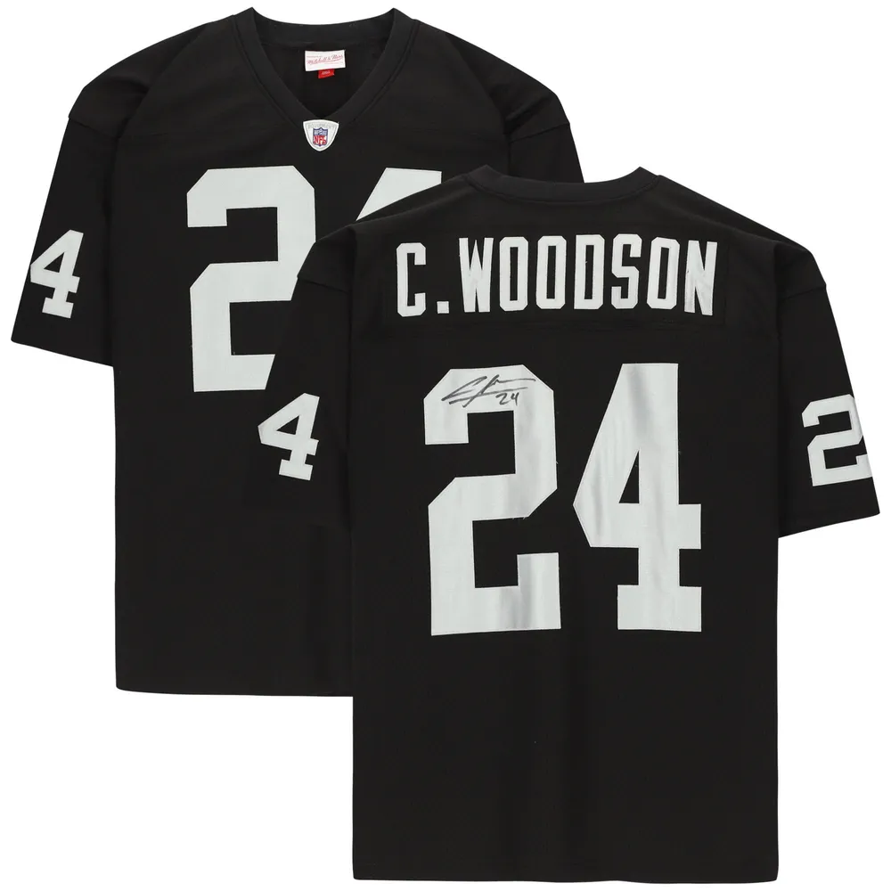 Charles Woodson Las Vegas Raiders Mitchell & Ness Youth Split Legacy Jersey  - Black/Silver