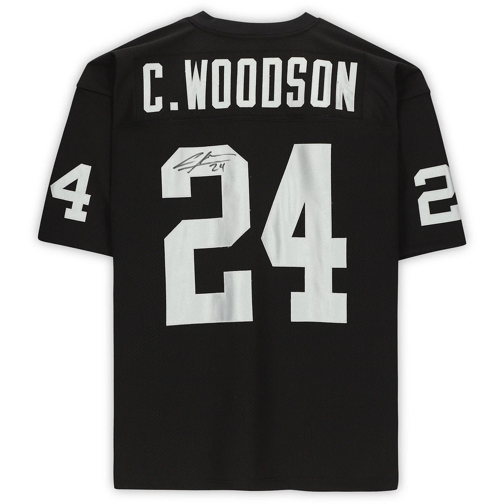 Maillot authentique Mitchell & Ness autographié par Charles Woodson Oakland Raiders