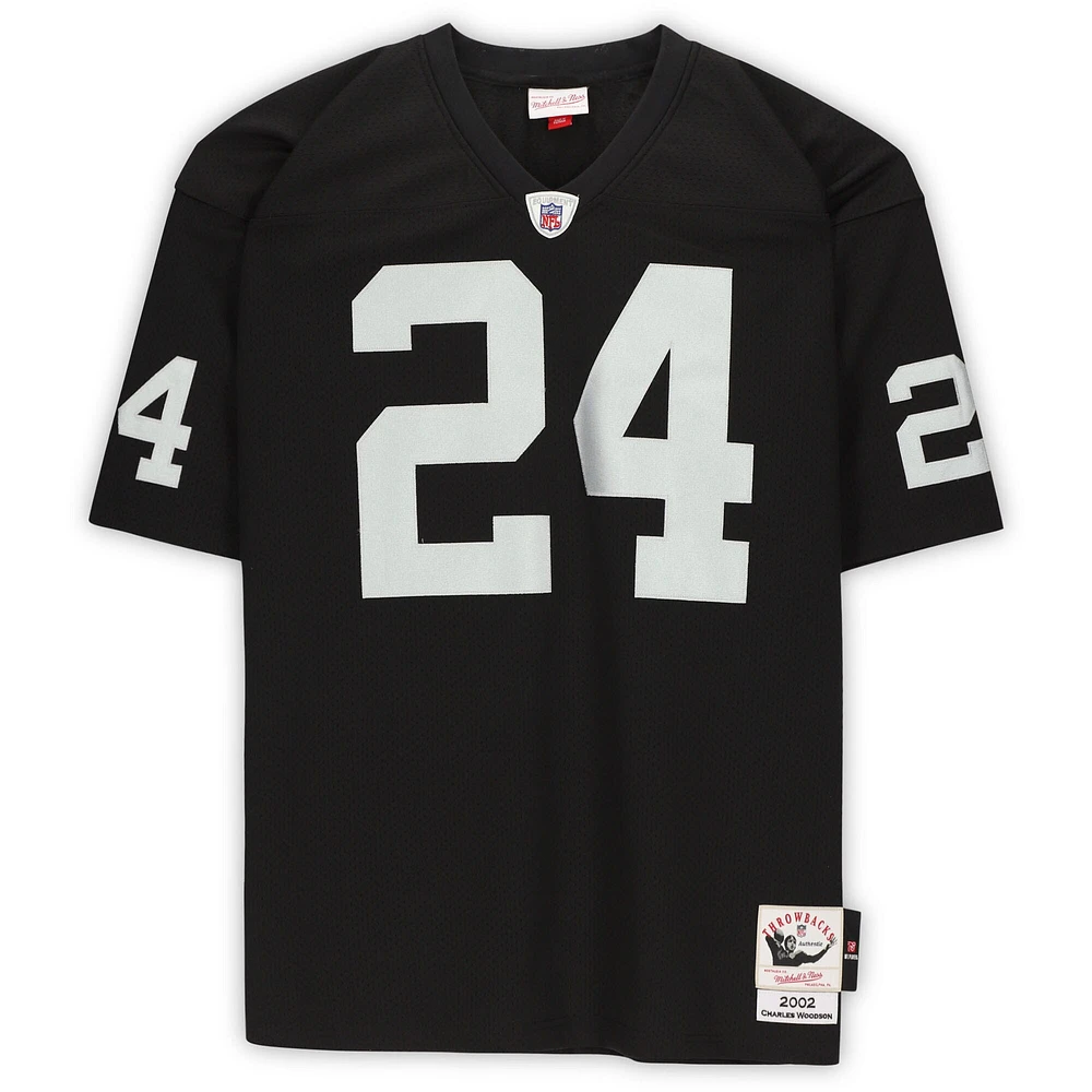 Maillot authentique Mitchell & Ness autographié par Charles Woodson Oakland Raiders