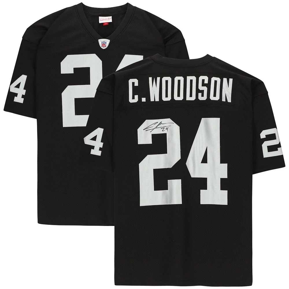 Maillot authentique Mitchell & Ness autographié par Charles Woodson Oakland Raiders